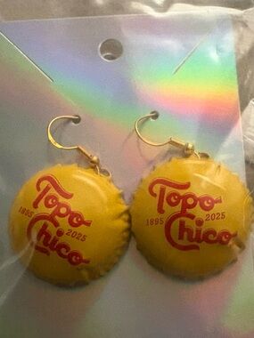 Yellow Bottle Cap Dangle Earrings
